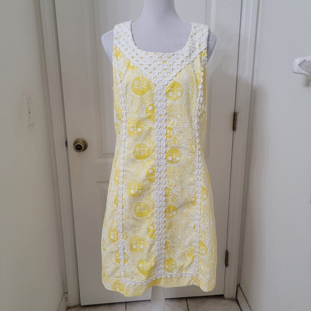 Lilly Pulitzer Yellow and White Sleeveless Shift Dress